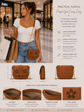 Brown Crossbody with Black Flowers