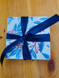 Square Coasters 4pk Set (Floral & Leaves Print Design)