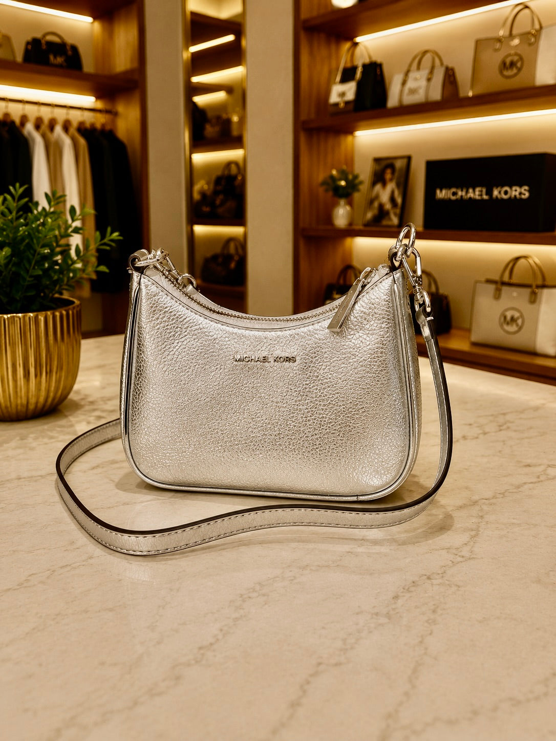 Michael Kors Satchel Purse - Silver