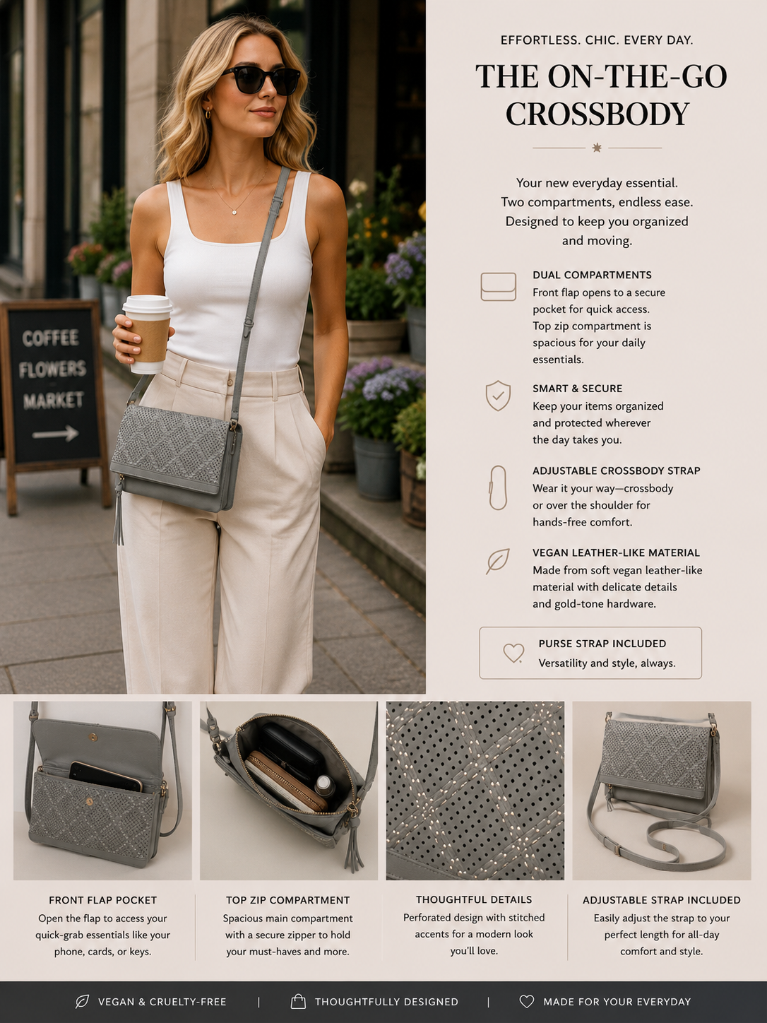 Grey Crossbody Lux Bag