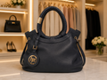 Braided Handle Hobo Bag - Black