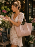 Pink Tote Bag with Belt Buckle