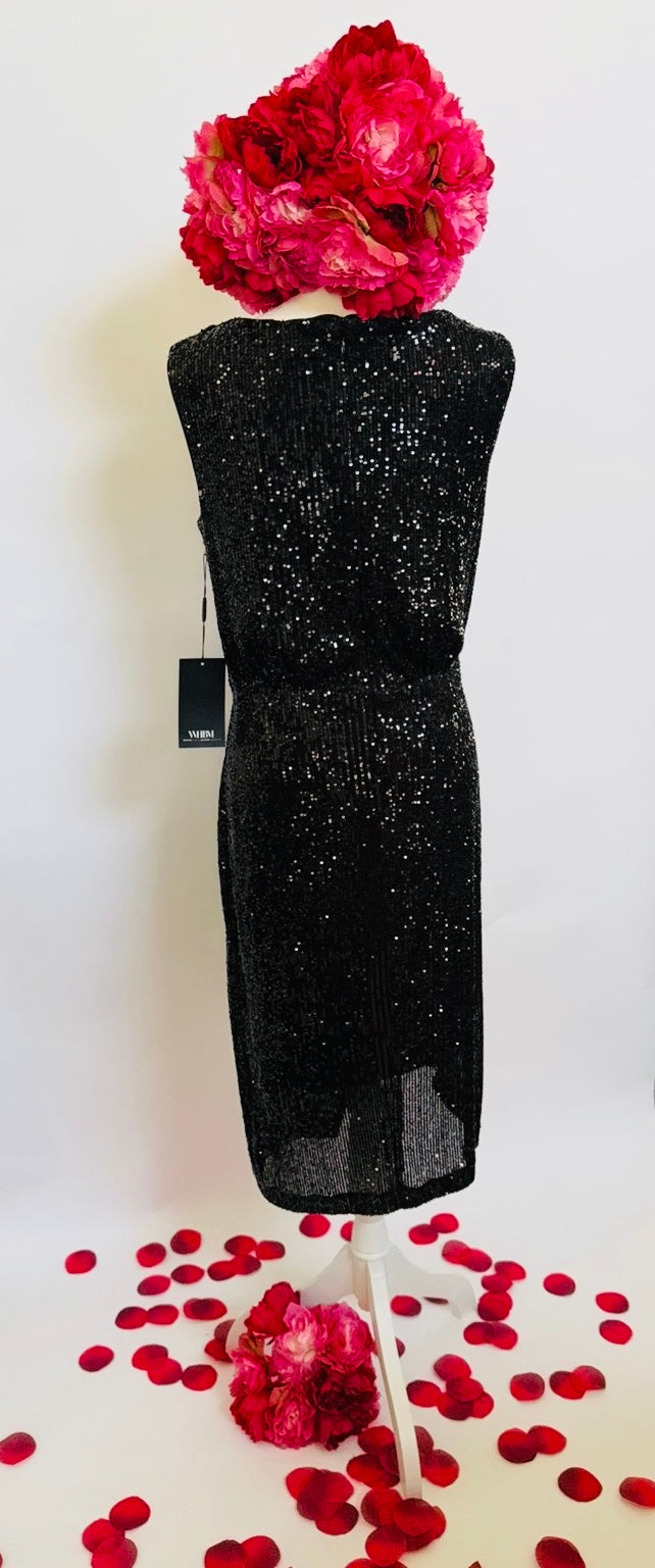 Sequin Mid-Length Dress – Black - White House Black Market