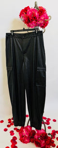 The Crocodile Collection Croc Embossed Faux Leather Joggers - Black - Naked Wardrobe