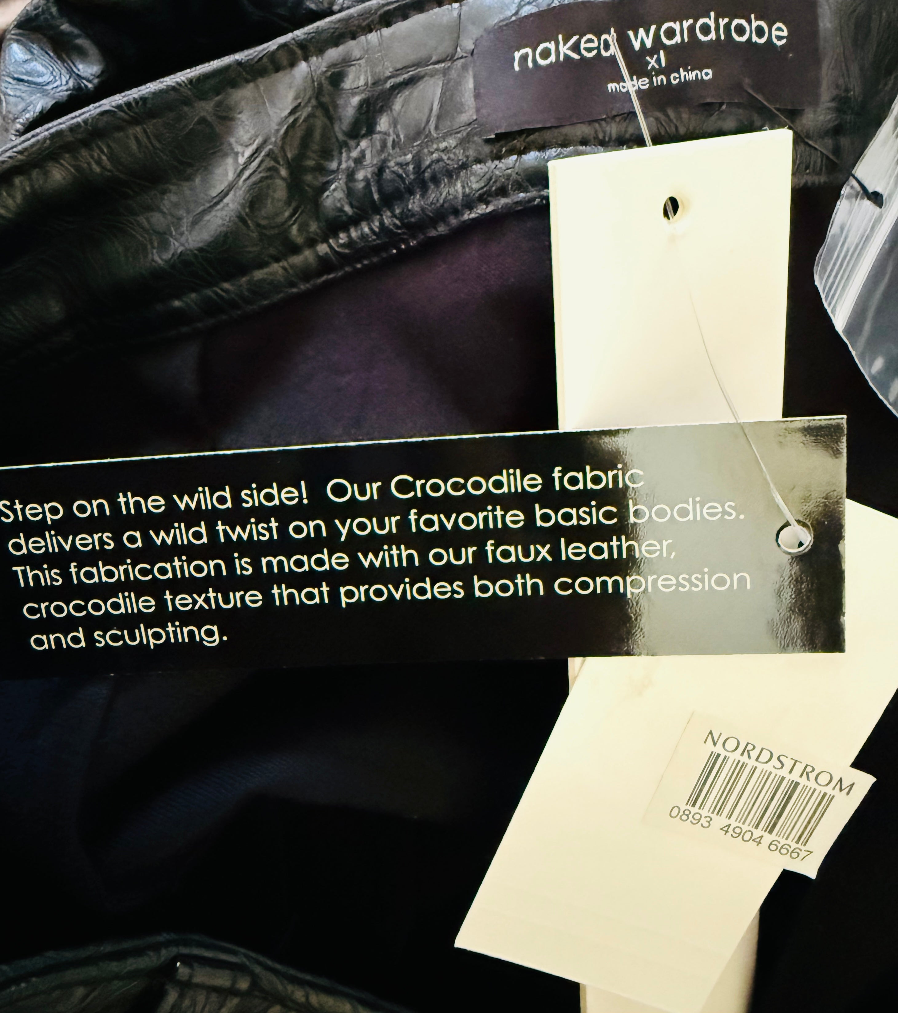 The Crocodile Collection Croc Embossed Faux Leather Joggers - Black - Naked Wardrobe
