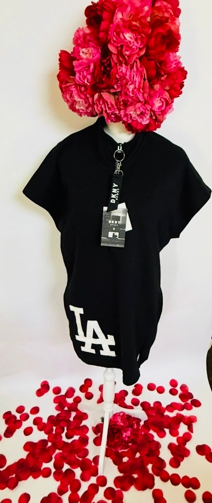 Los Angeles Dodgers Sport Women's The Donna Half-Zip Dress - Black-DKNY