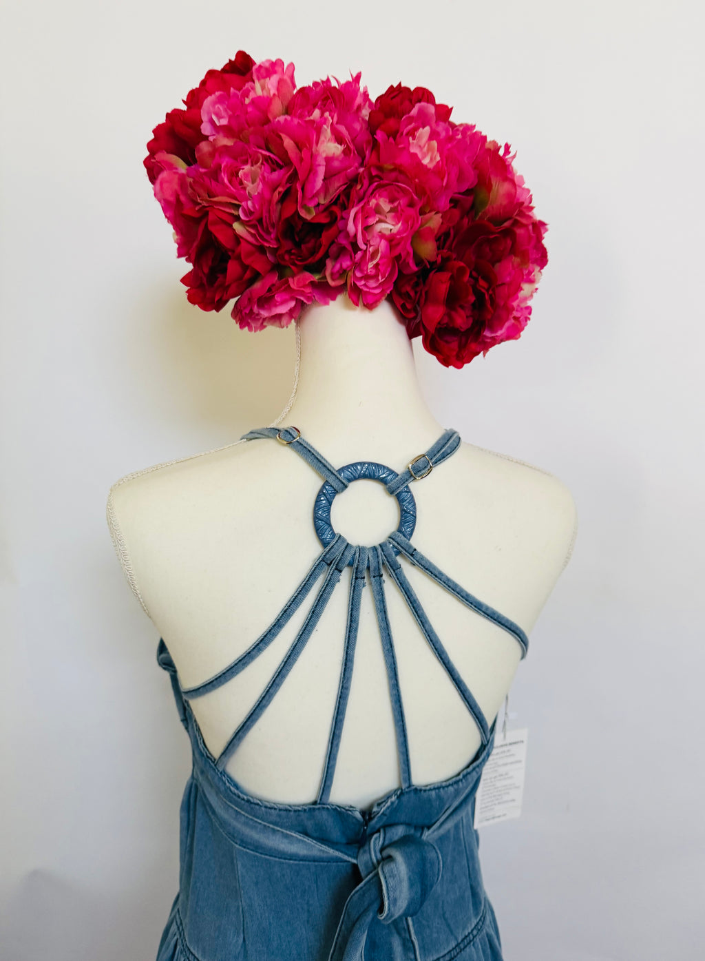 Denim V-Neck Maxi Dress - Loragal
