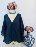 Coastal Breeze Embroidered Eyelet Blouse