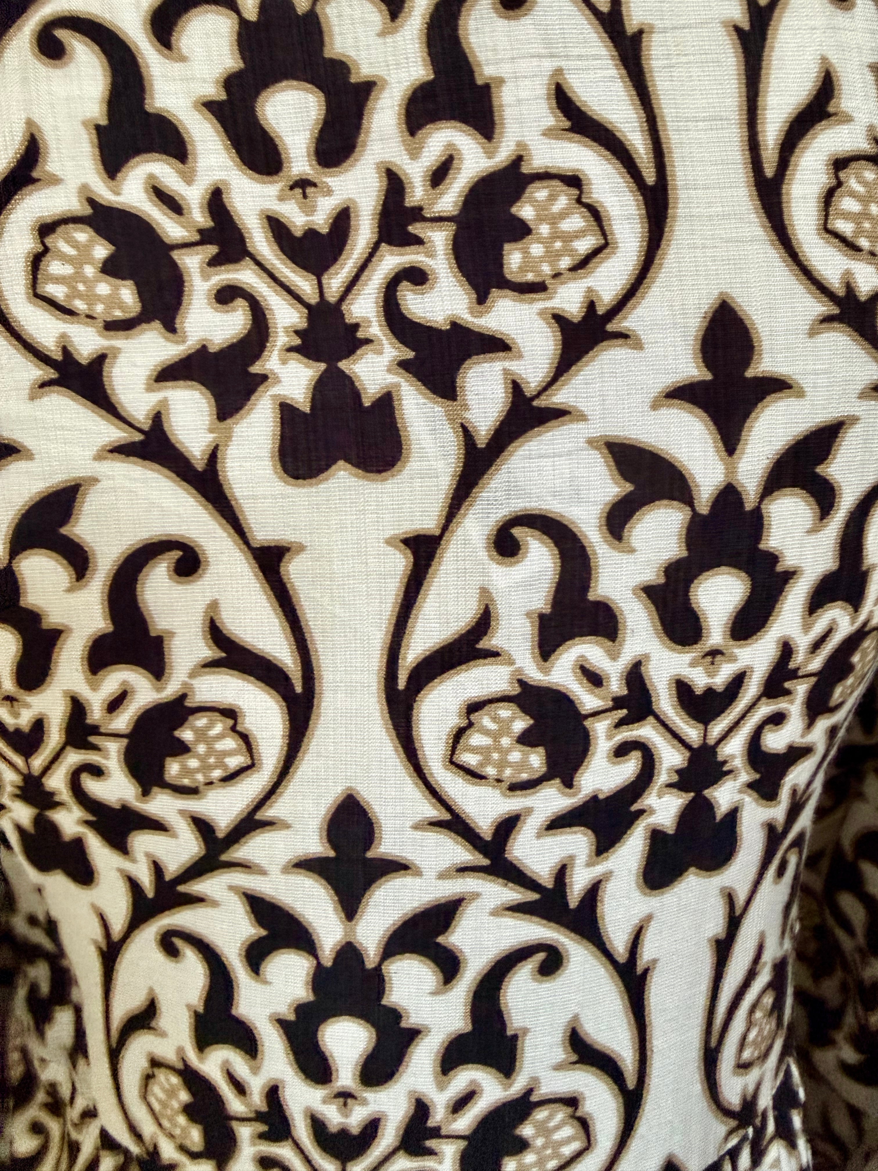 Short Dress - Print with White, Taupe and Black Design - Small