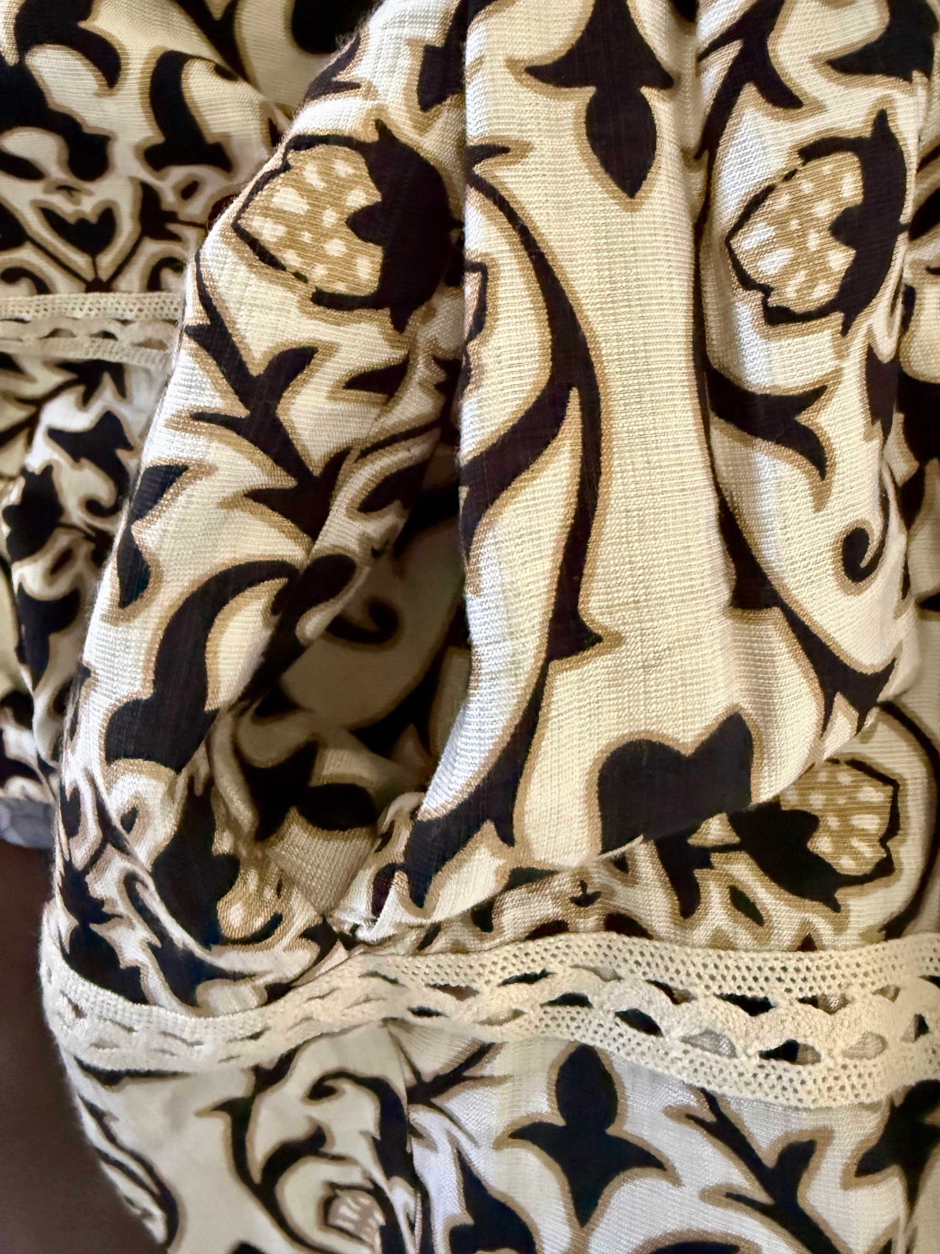 Short Dress - Print with White, Taupe and Black Design - Small