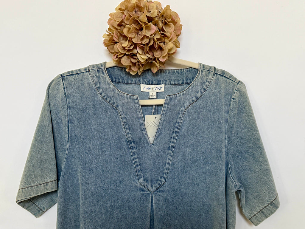 Short Denim Inspired Look Dress - Small