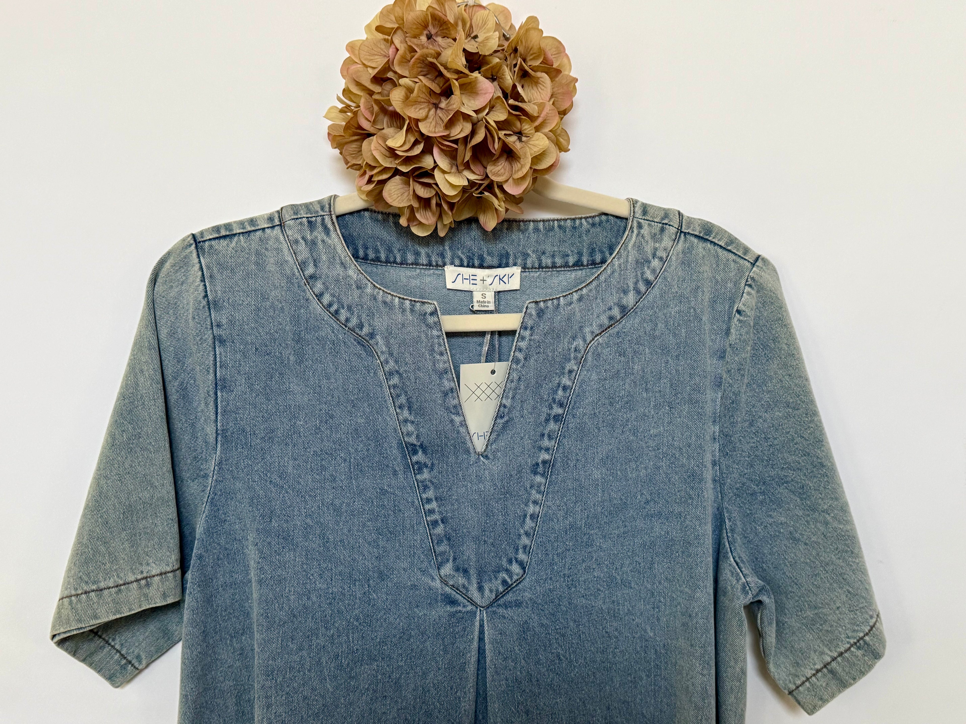Short Denim Inspired Look Dress - Small