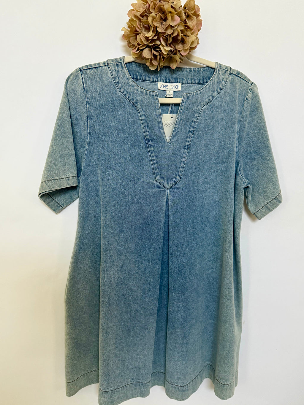 Short Denim Inspired Look Dress - Small