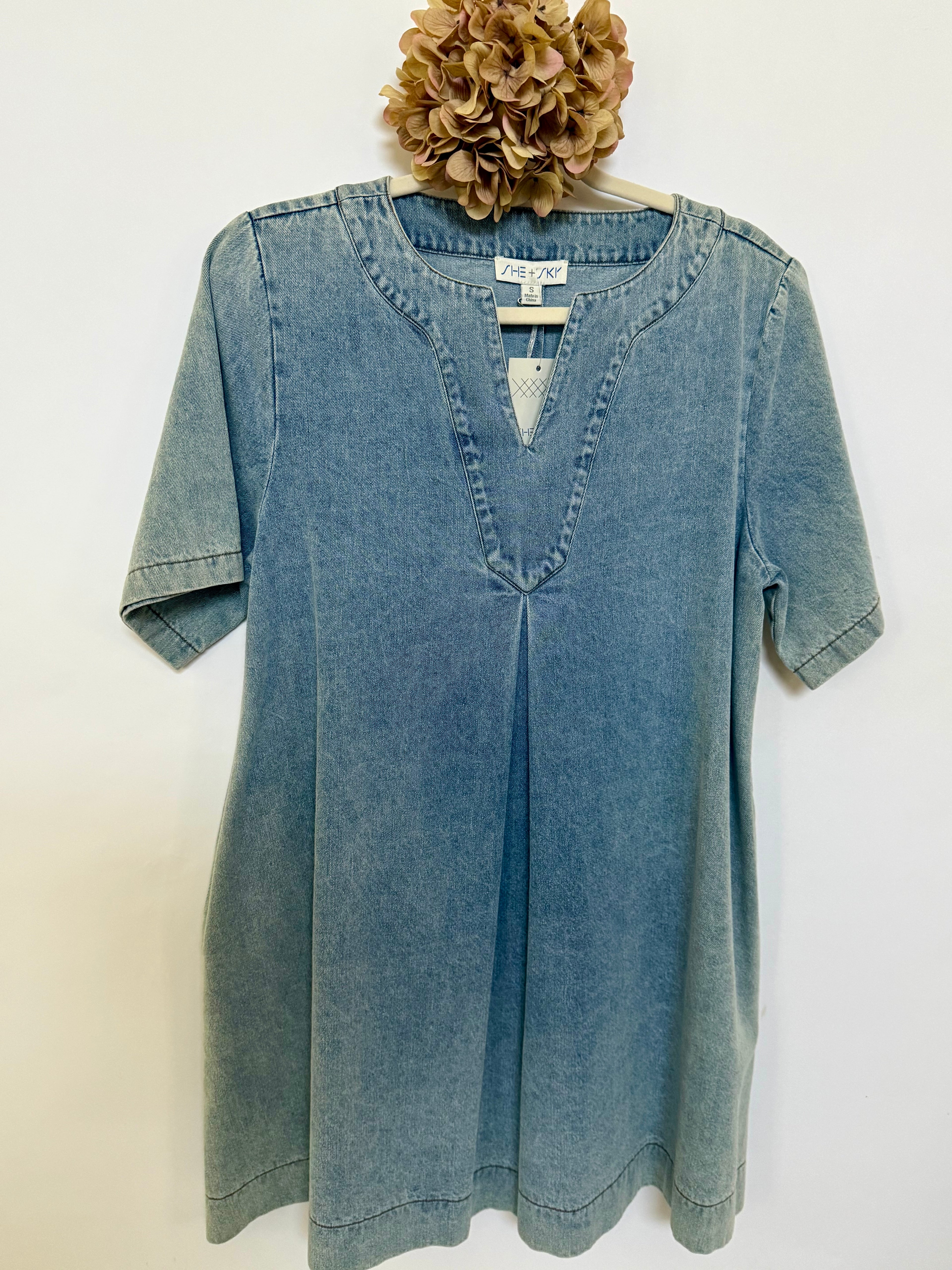 Short Denim Inspired Look Dress - Small