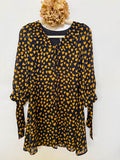 Short Dress Navy and Gold Heart Print - Medium