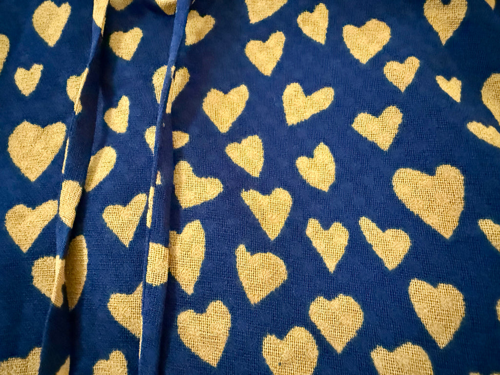 Short Dress Navy and Gold Heart Print - Medium