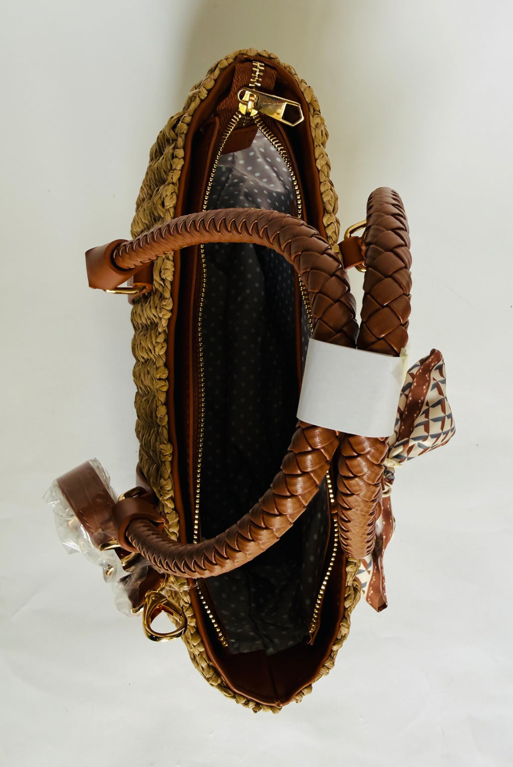 Maison Wicker Medium Handbag with Tan or Black Trim Detail