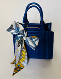 Vegan Azure Script Mini Bag Set with Wallet Insert & Scarf