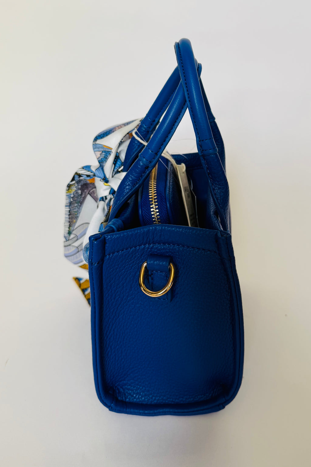 Vegan Azure Script Mini Bag Set with Wallet Insert & Scarf