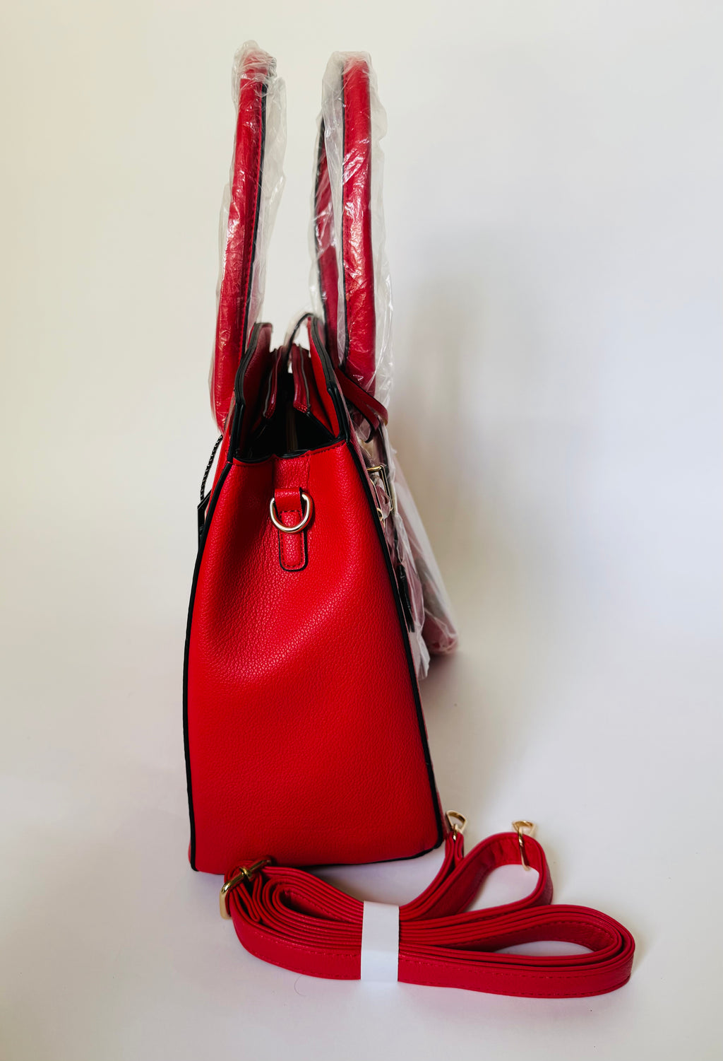 Vegan Leather Mod Bloom Large Tote & Wallet Set (Black/Fuchsia)