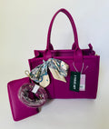 Vegan Amethyst Medium Tote Bag Set with Wallet & Scarf