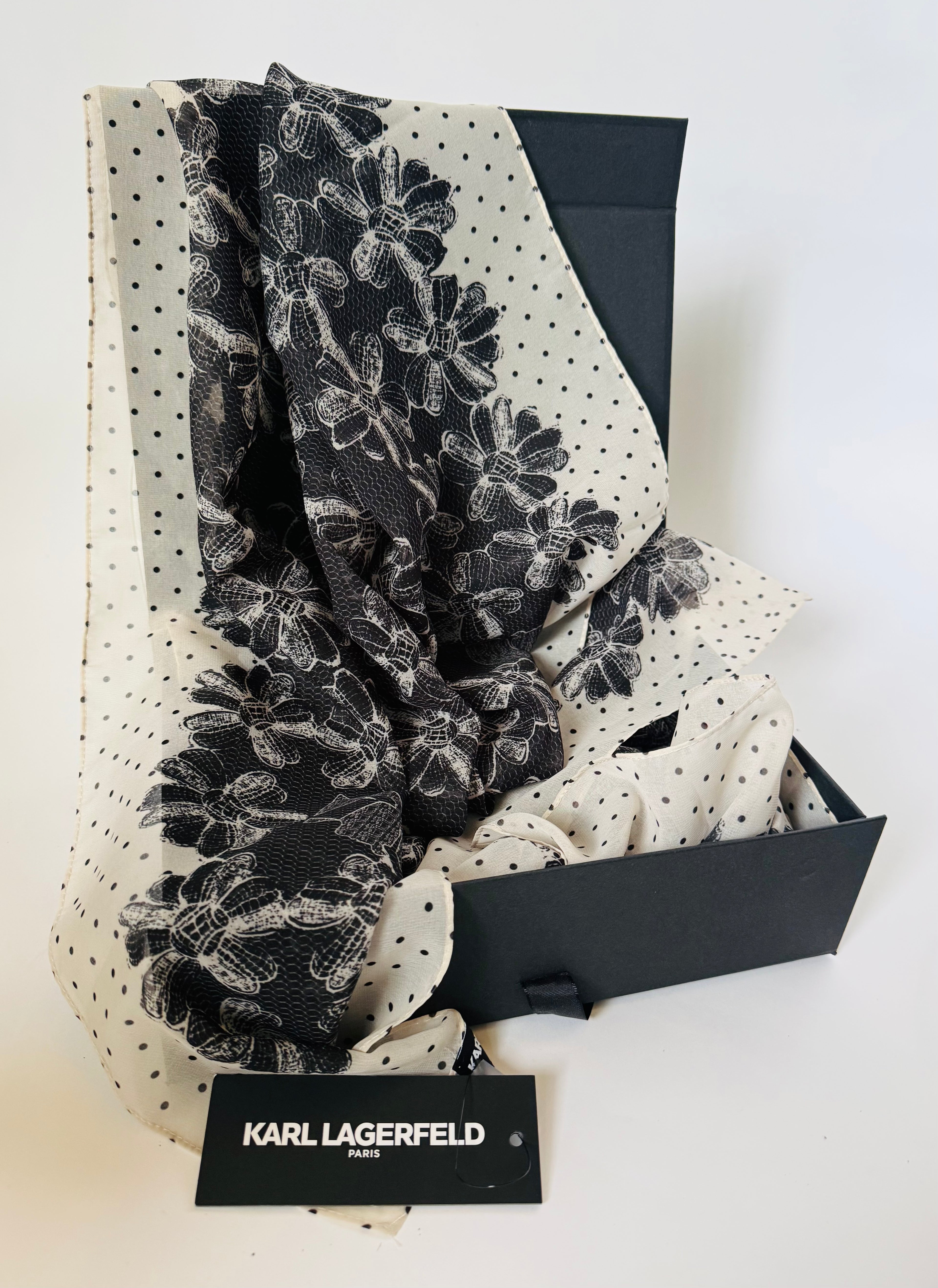 Monochrome Bloom Scarf by Karl Lagerfeld