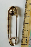 Lion Safety Pin Pendant/Brooch - Approx. 5 cm (Gold & Silver)
