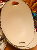 White and Silver Hammered Serving Dish
