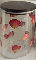 Red Petal Design Glass Storage Canister