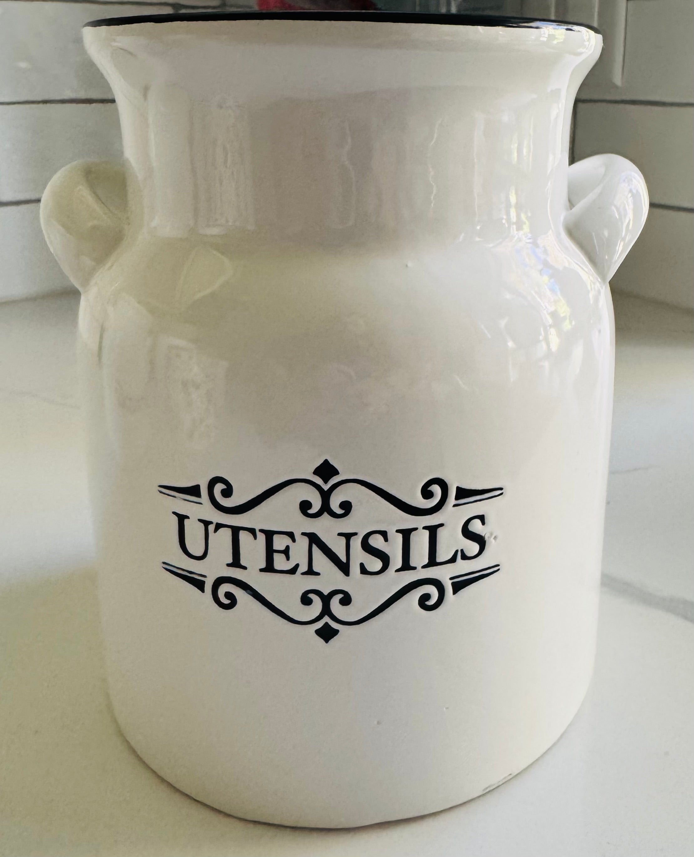 Ceramic White Utensil Holder (2 Designs)