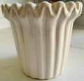 Small Taupe Minimalist Ribbed Ceramic Planter
