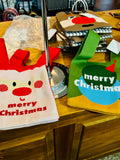 Handbag Small Foldable Tote (Santa & Green Merry Xmas Prints)