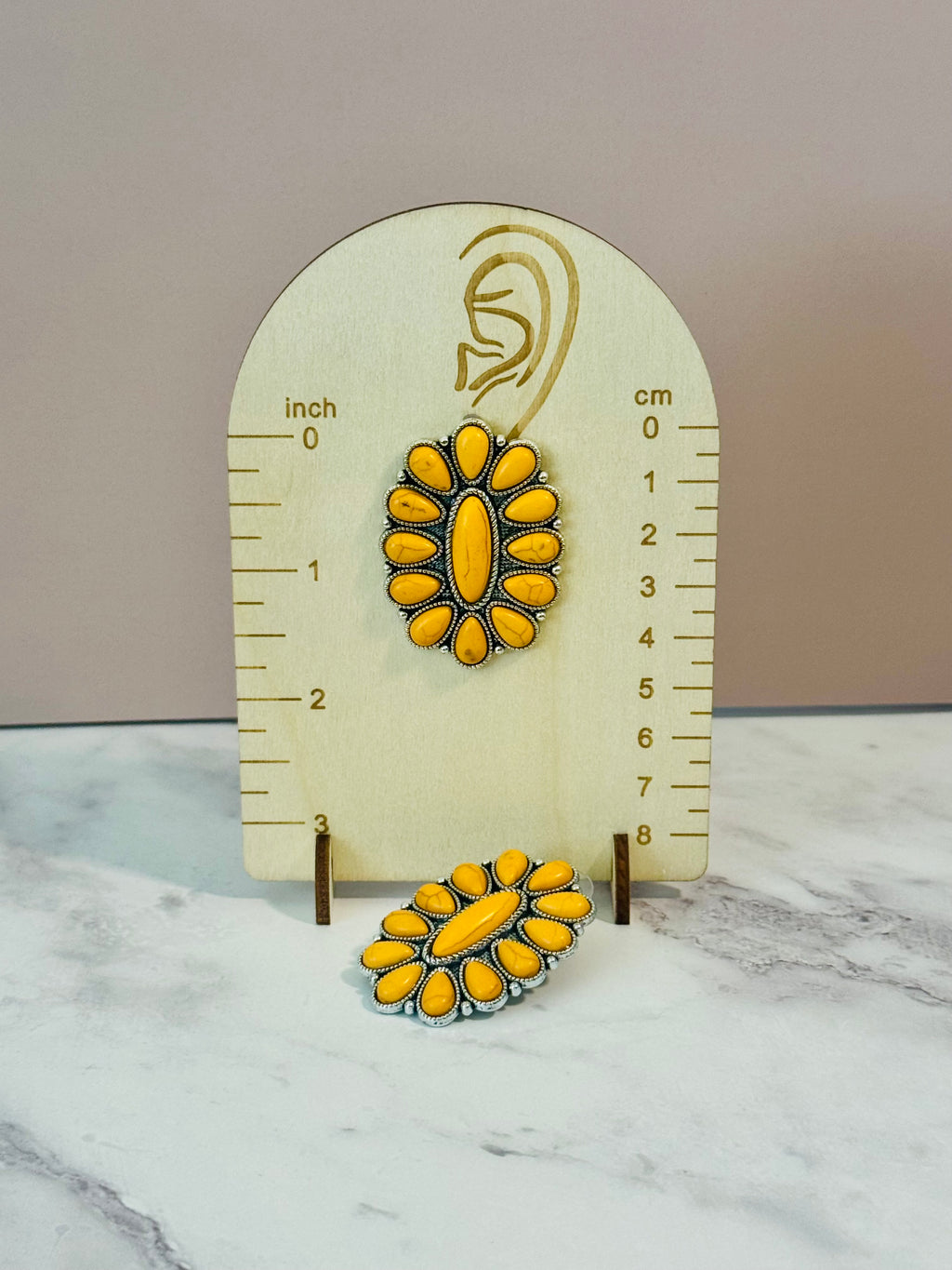 Yellow & Silver Flower-Inspired Earrings (Pierced)