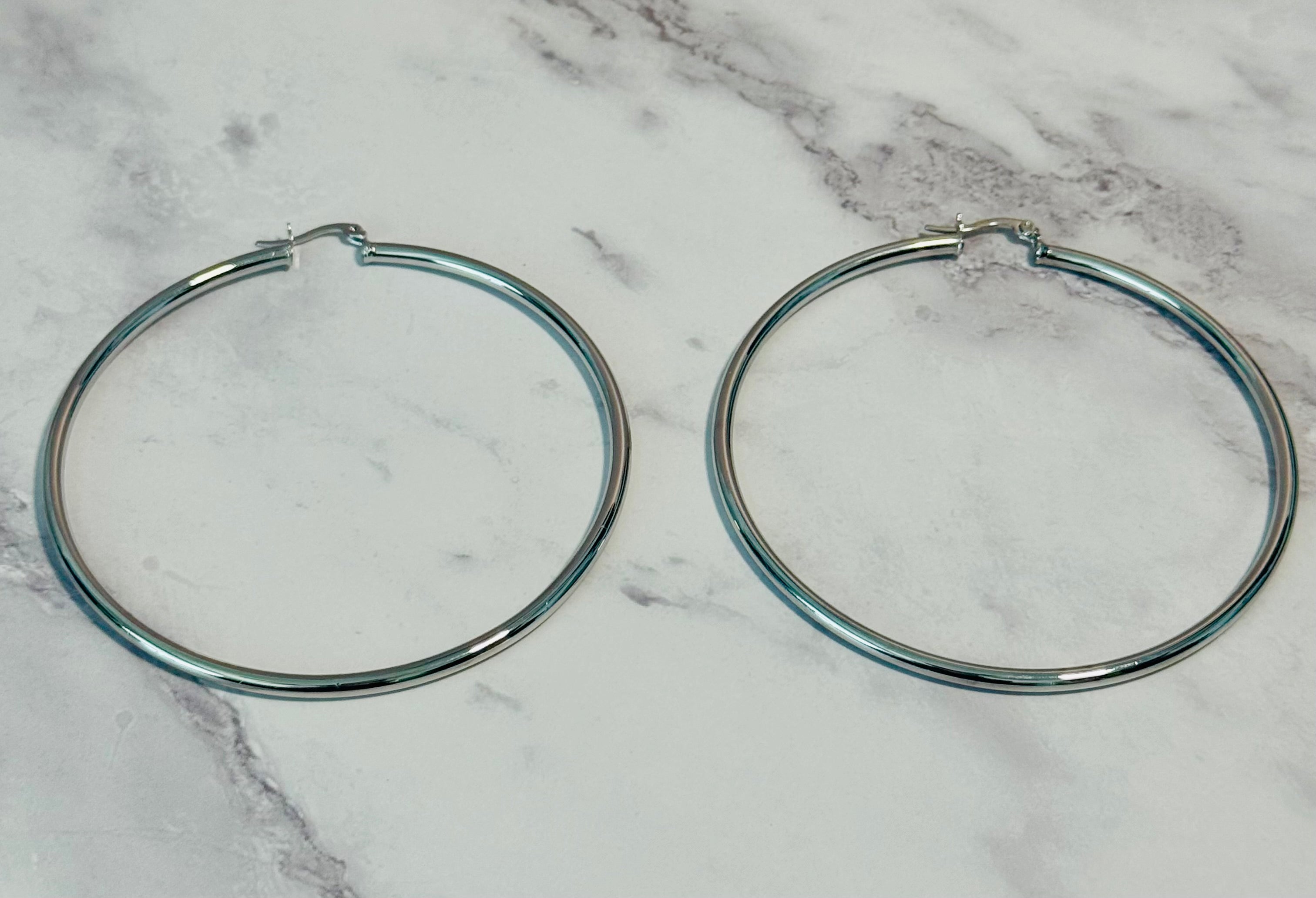 Sleek Classic Silver Hoops (Pierced)