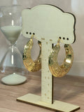 Gold Color Medium Greek Key Hoop Earrings (Pierced)