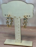 Gold Color Flower Design Hoop Earrings (Pierced)