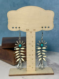 Silver White and Aqual Dangle Tree Like Earrings (Pierced)