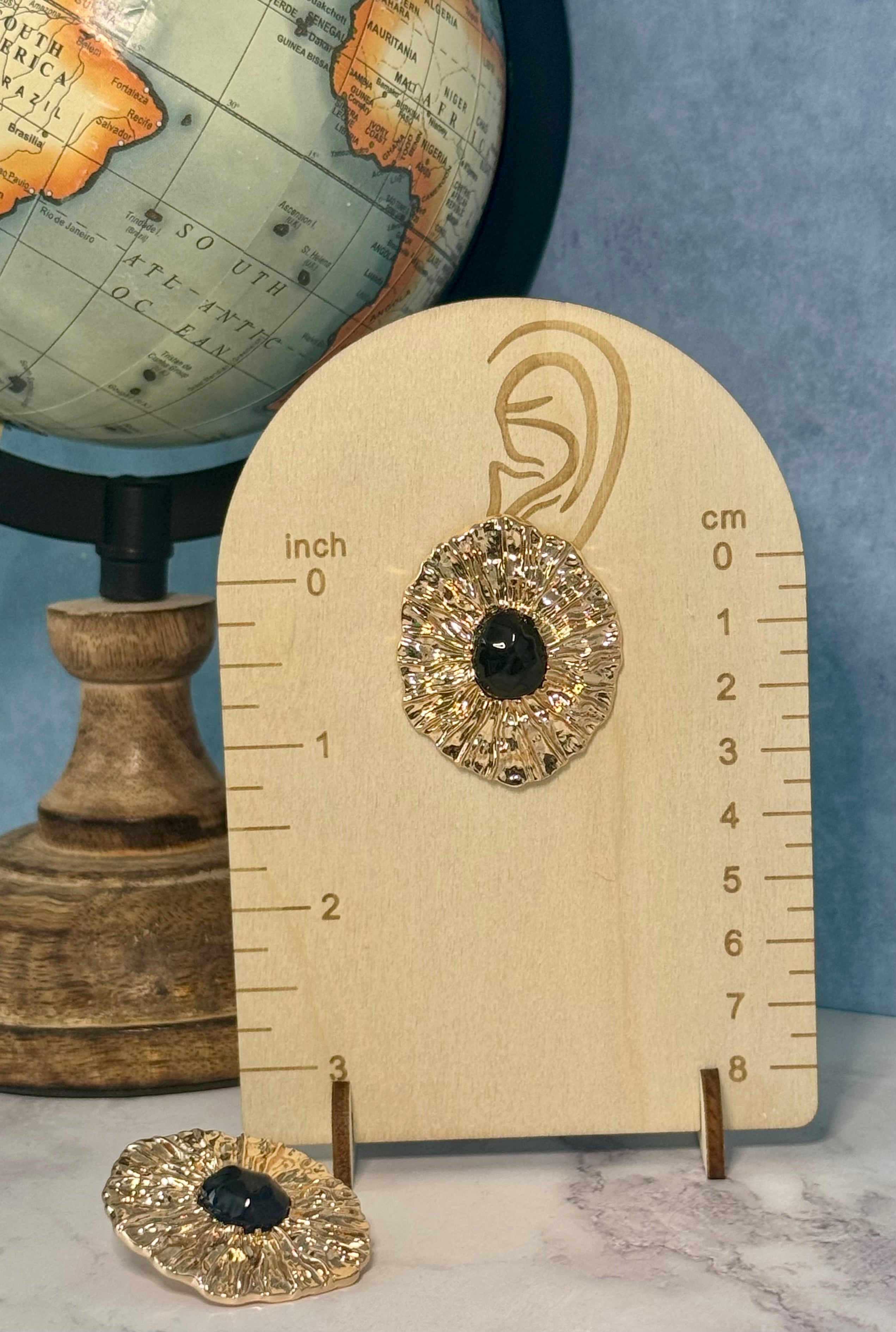 Gold and Black Statement Earrings (Pierced)