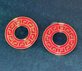 Greek Key Round Earrings - Pierced (Fuchsia, Purple, Green, Orange or Blue)