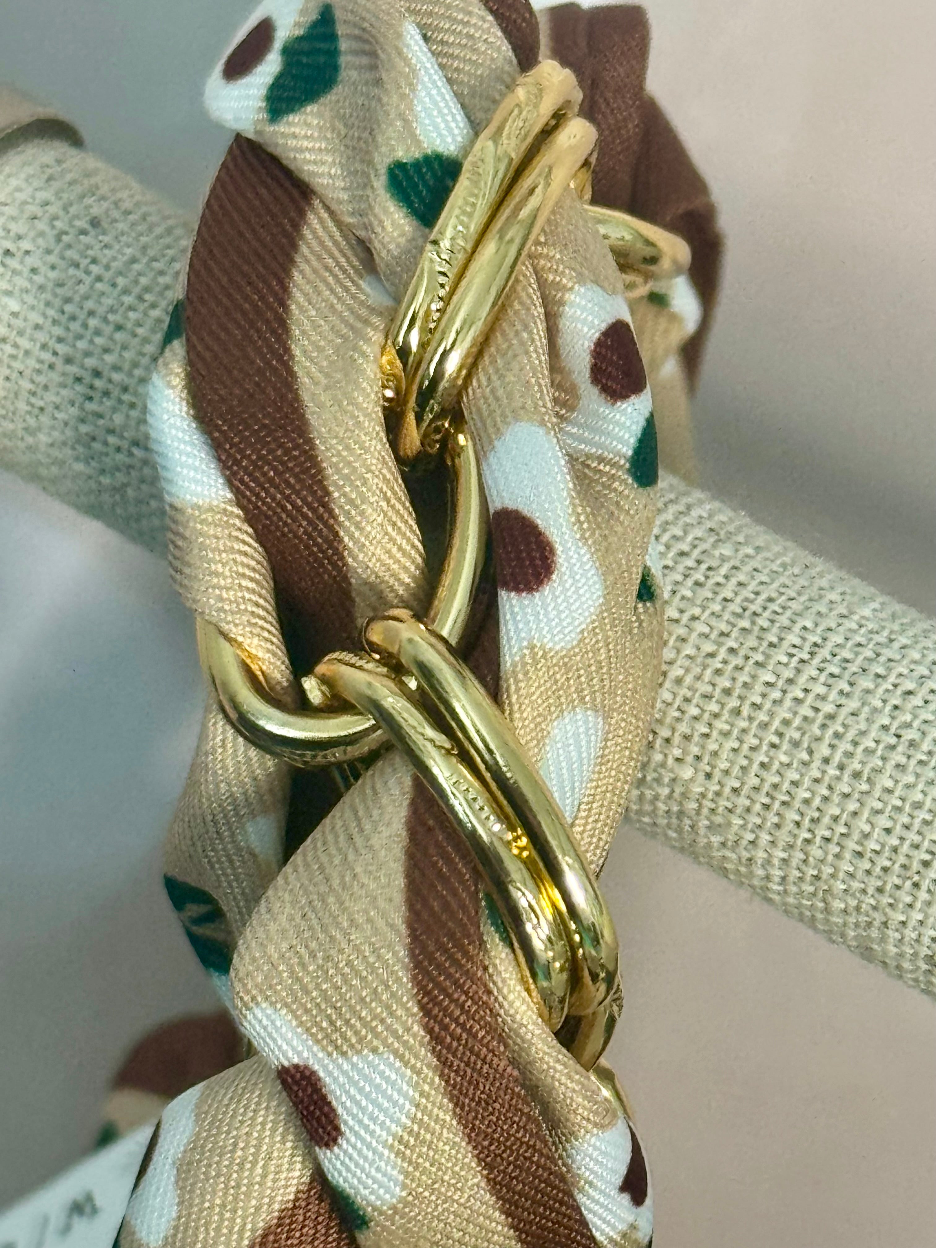 Scarf & Gold Chain Tie Bracelet Brown Tones