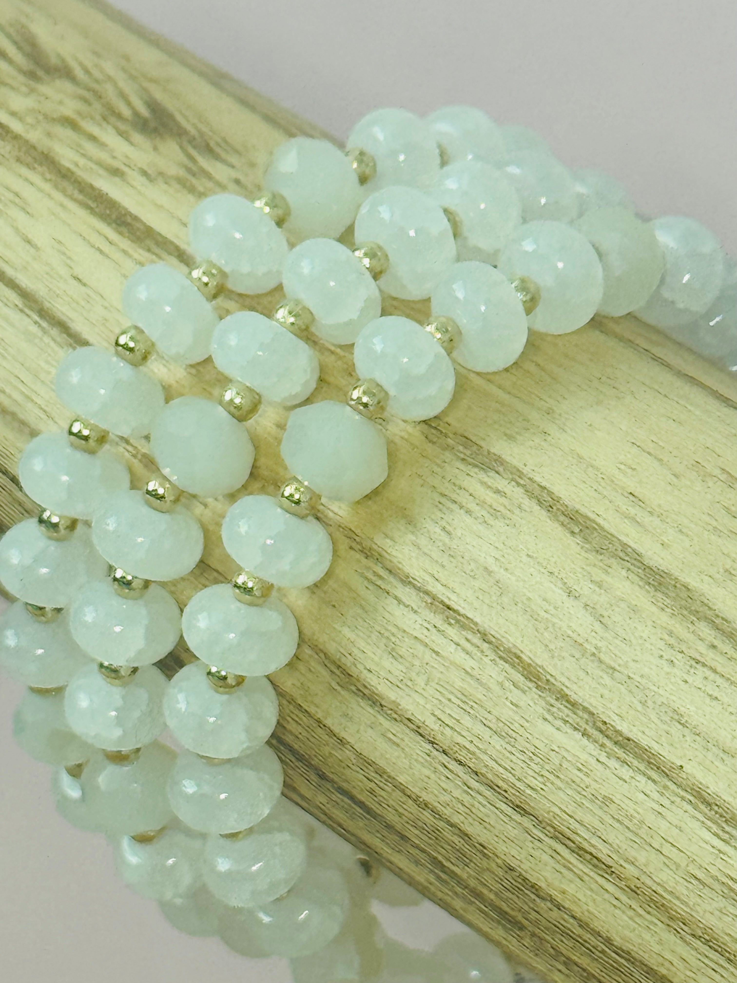 White & Gold Beaded Bracelet Set