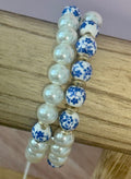 Blue Blossom Pearl Beaded Bracelet Set