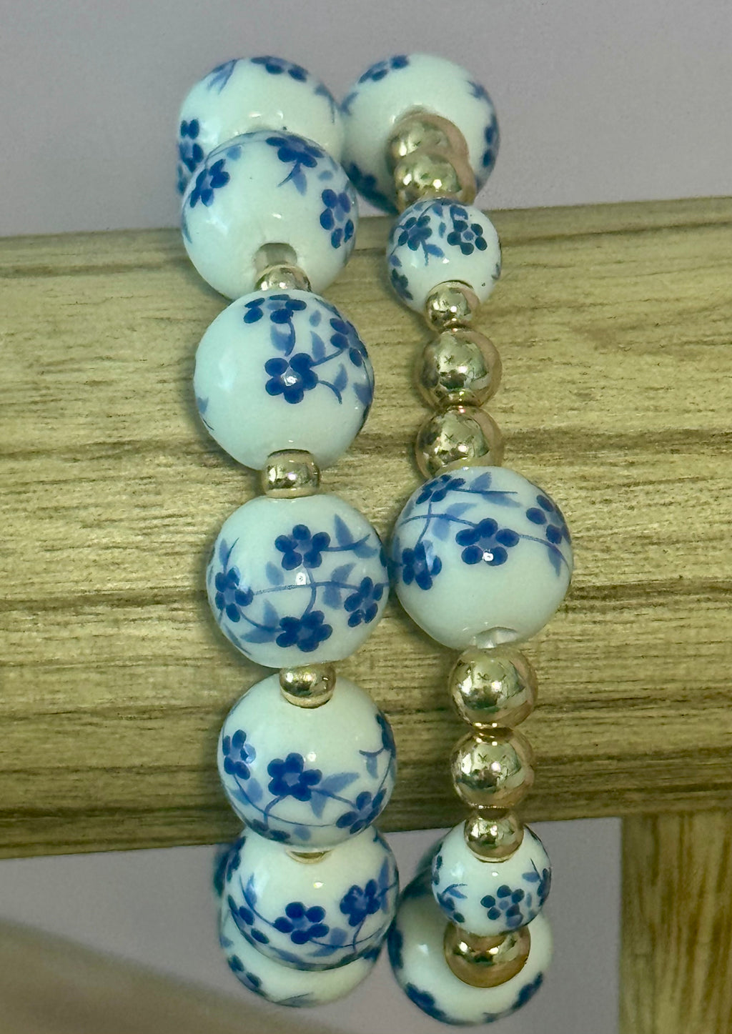 Blue Garden Gold Accent Bracelet Set
