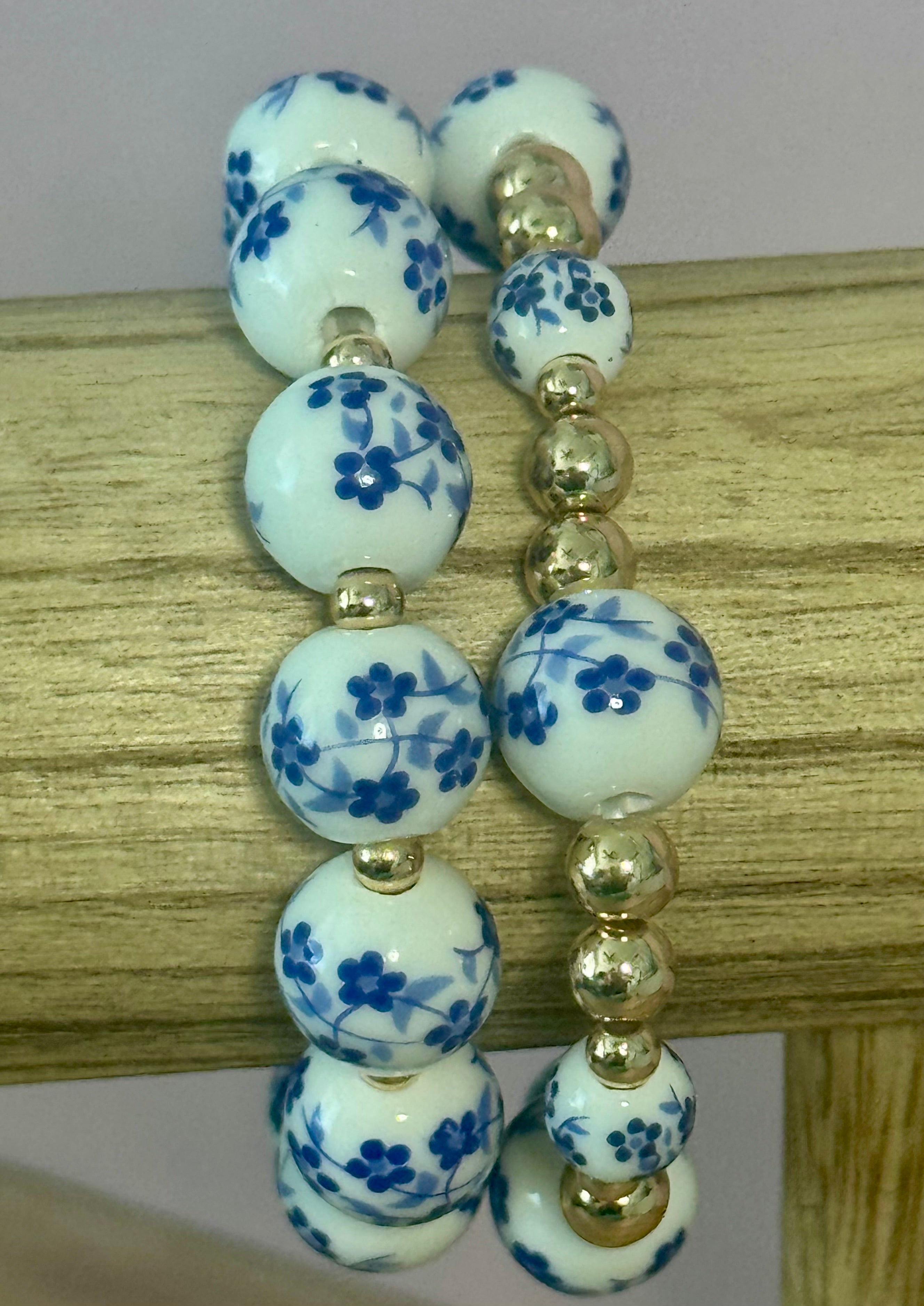 Blue Garden Gold Accent Bracelet Set