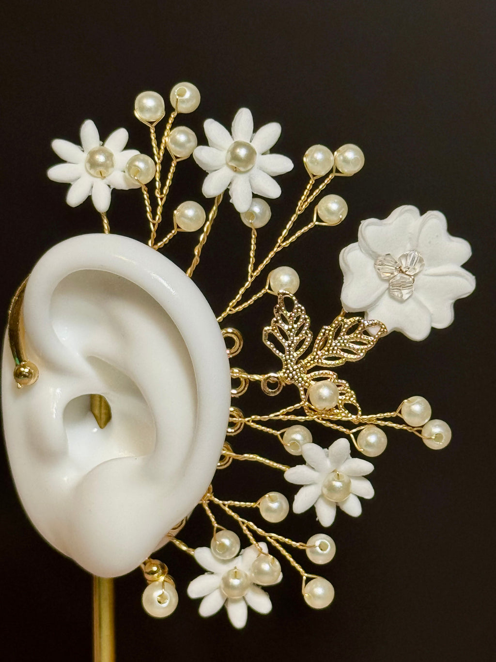 Golden Garden Pearl Ear Cuff - No Piercing Needed