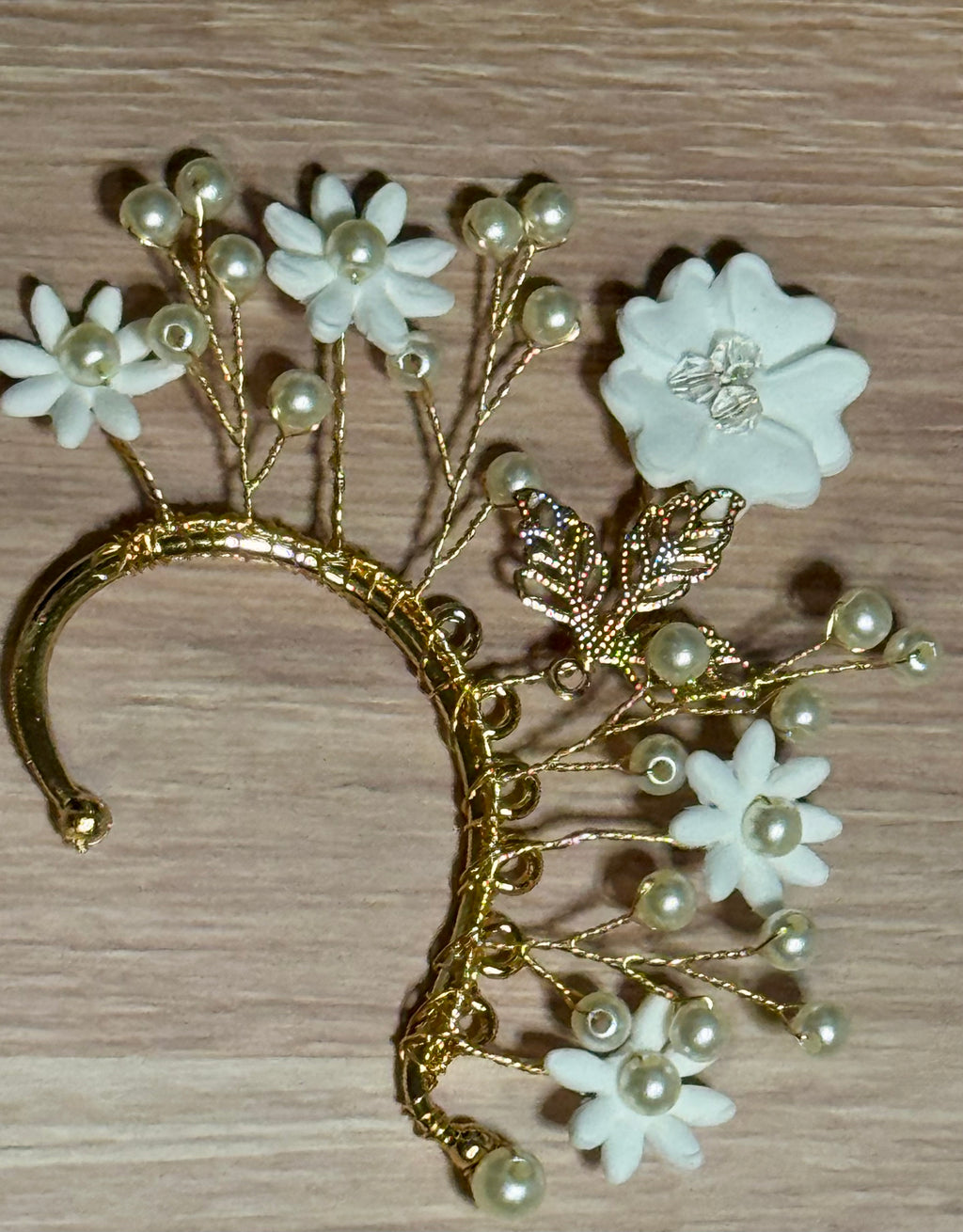 Golden Garden Pearl Ear Cuff - No Piercing Needed