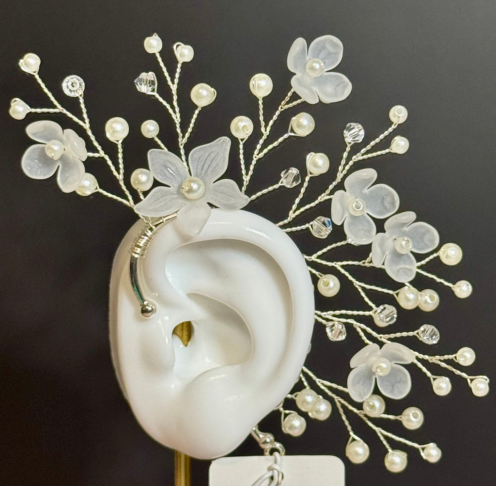 Silver Bloom Pearl Right or Left Ear Cuff - No Piercing Needed