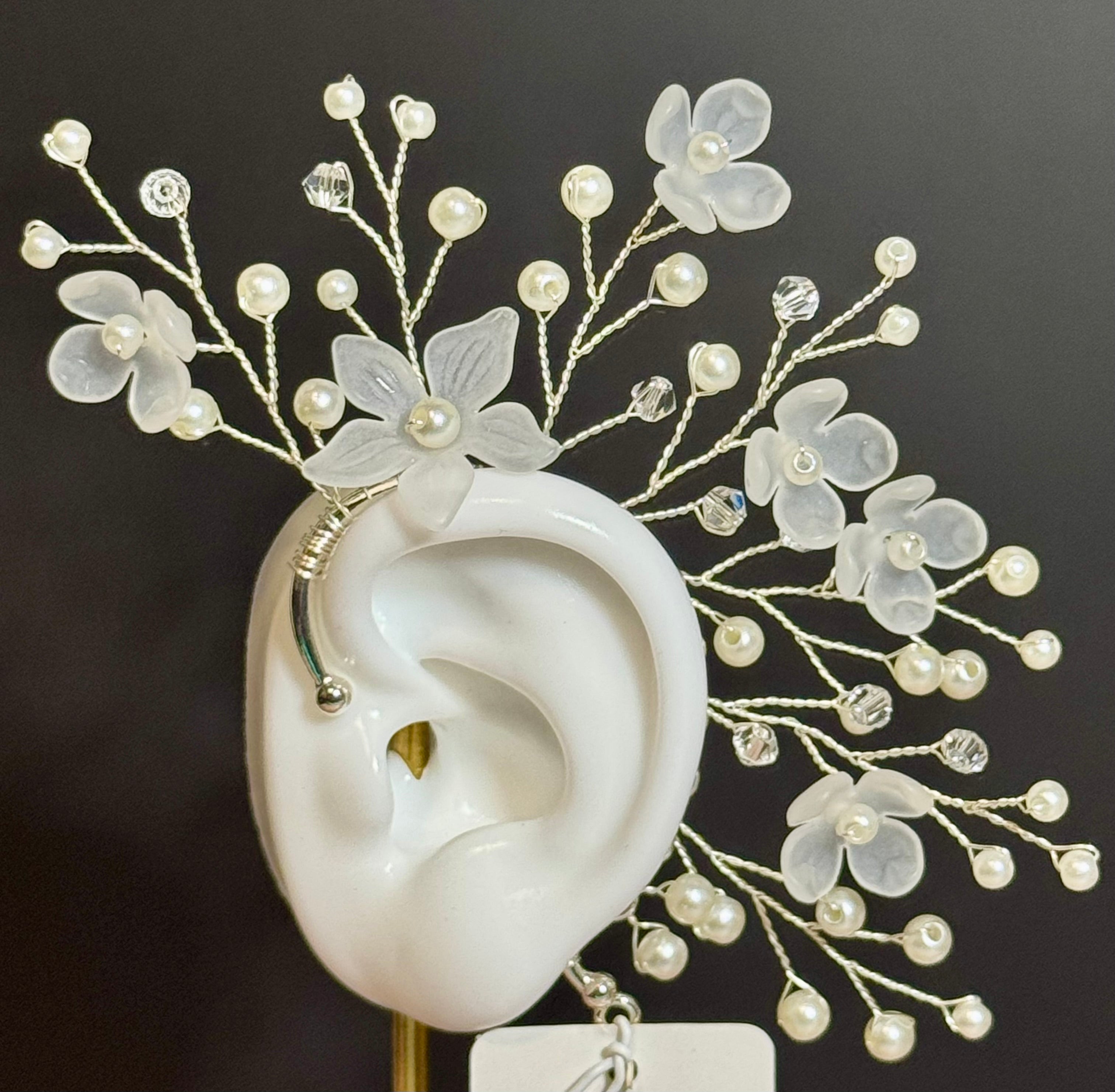 Silver Bloom Pearl Right or Left Ear Cuff - No Piercing Needed