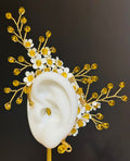 Golden Amber Daisy Ear Cuff - No Piercing Needed
