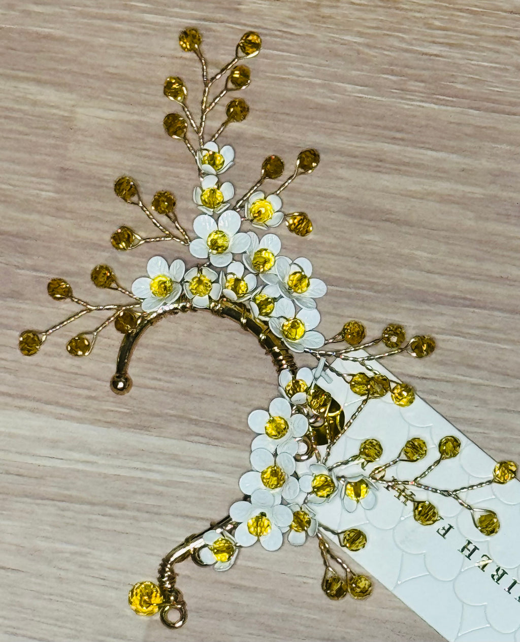 Golden Amber Daisy Ear Cuff - No Piercing Needed